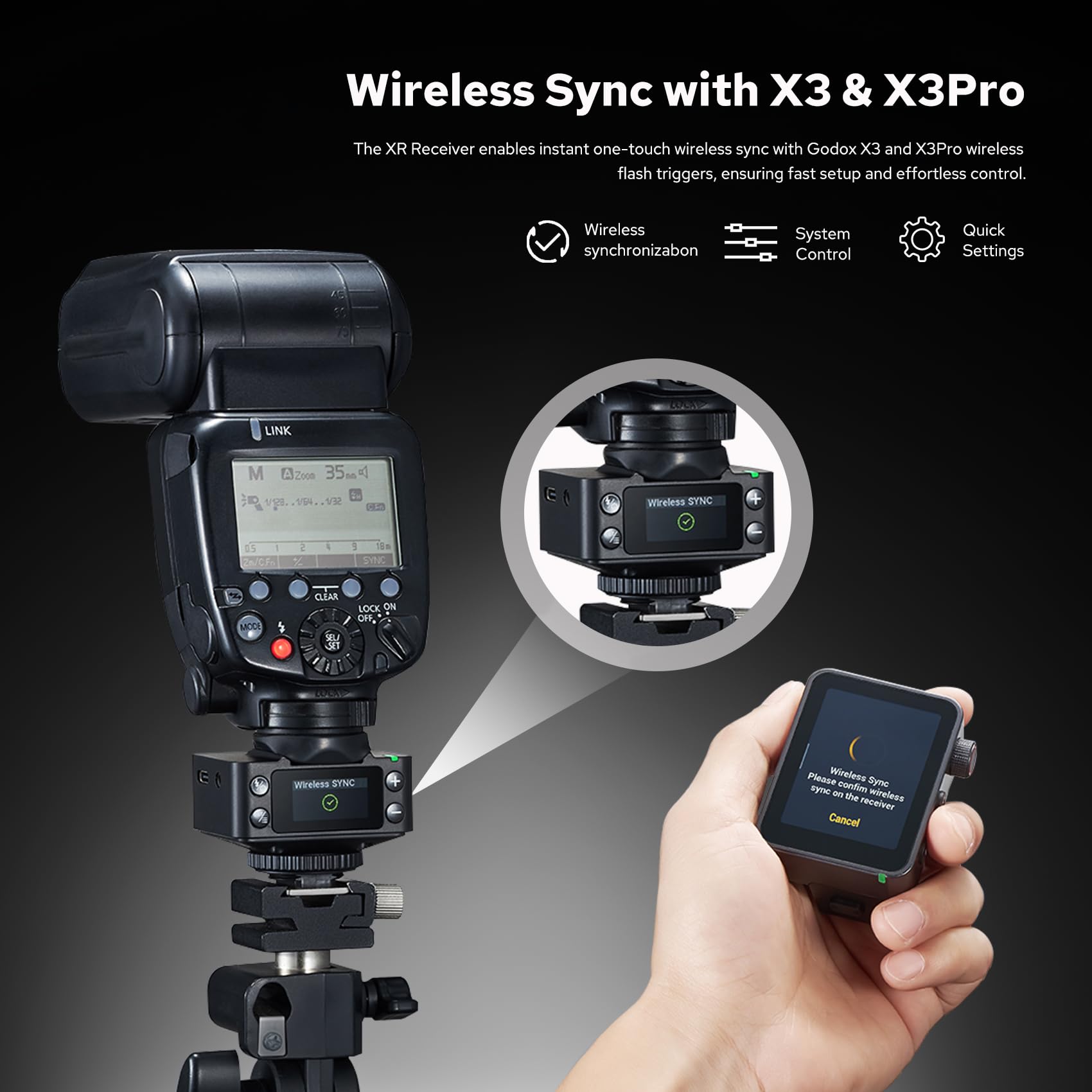 GODOX XR TTL Ricevitore Wireless per Fotocamere Canon e Nikon, XR-C XR-N Flash Trigger Receiver con Batteria Agli Ioni di Litio 1270 mAh, 2.4G Sistema Wireless X