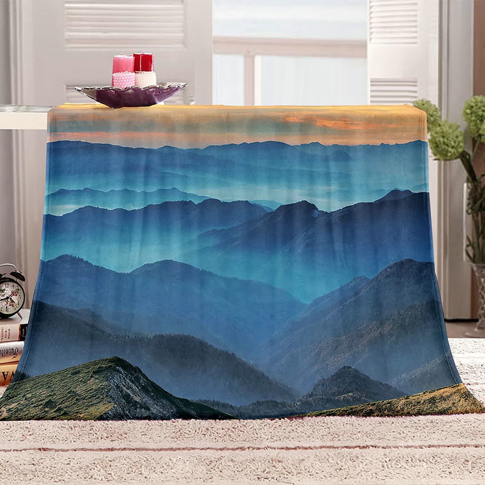 Aeici Couverture Polaire, Couverture Plaid Polaire Couverture 160x200 cm Montagnes Couverture Canapé pour Salon Lit