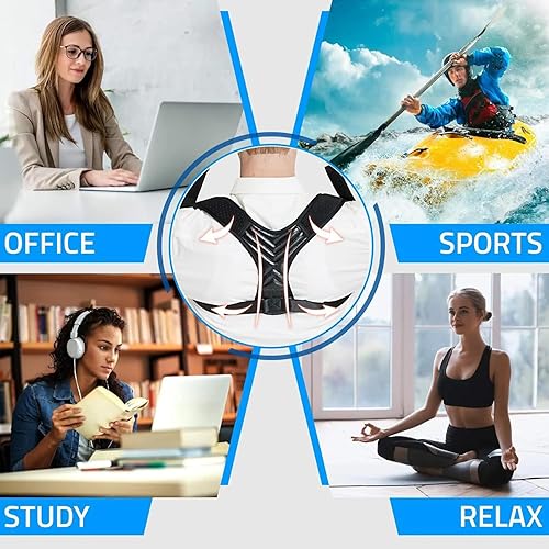 Miniatura 6 de Corrector de postura ajustable transpirable para mujeres y hombres, cinturón de apoyo enderezador mejora jorobado y alivio para la parte superior de