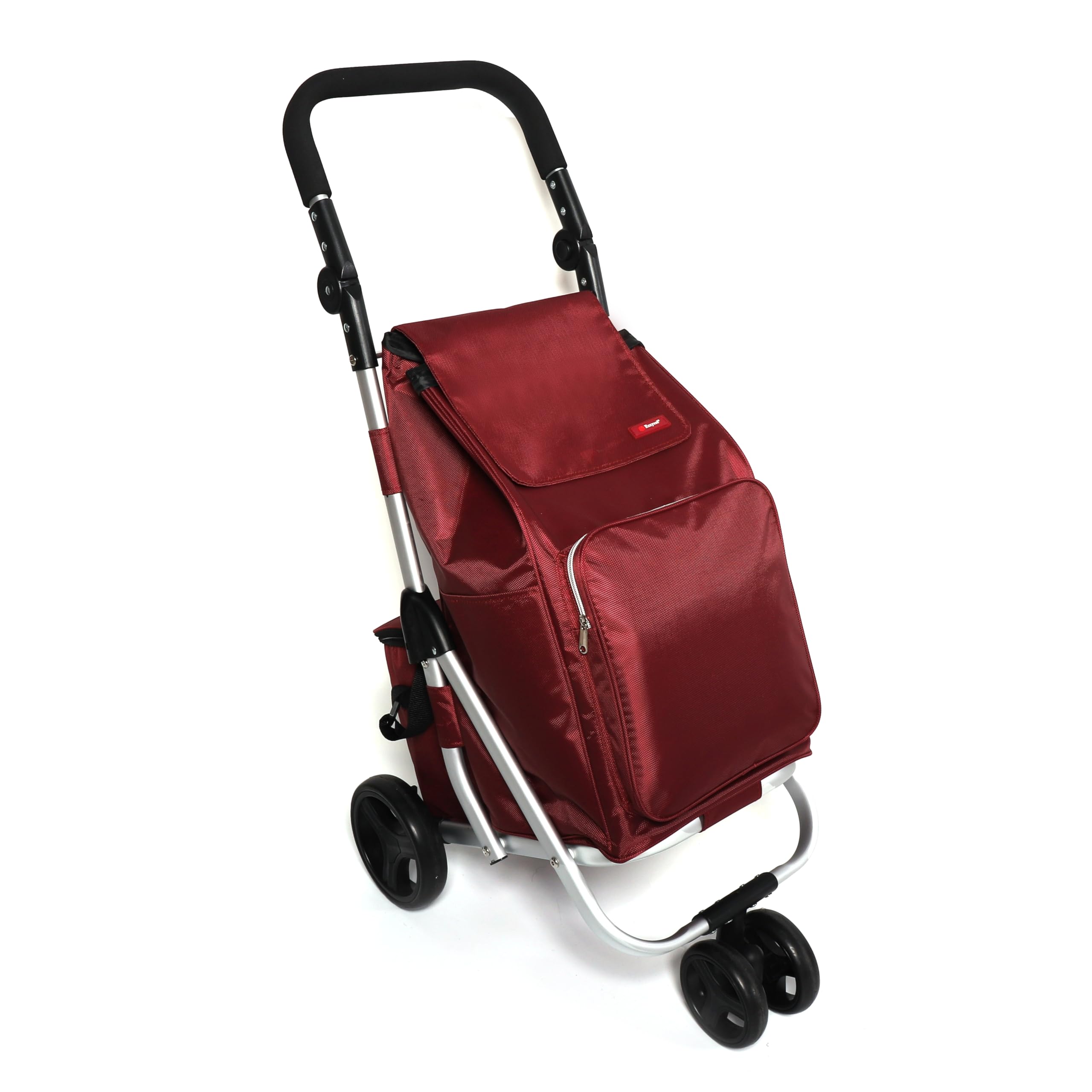 Urban London 74L Foldable Shopping Trolley, 3-Wheel Lightweight Cart with Adjustable Handle