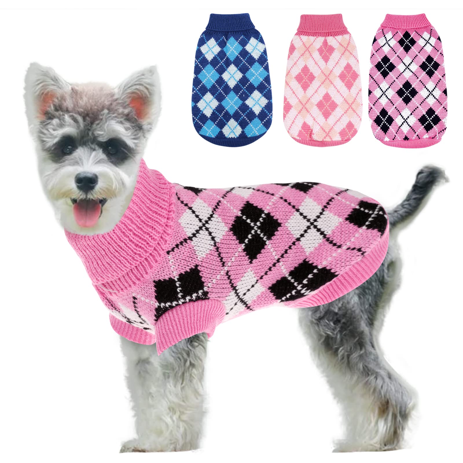Amazon.com : MORVIGIVE Rhombus Knit Small Dog Sweaters, Turtleneck
