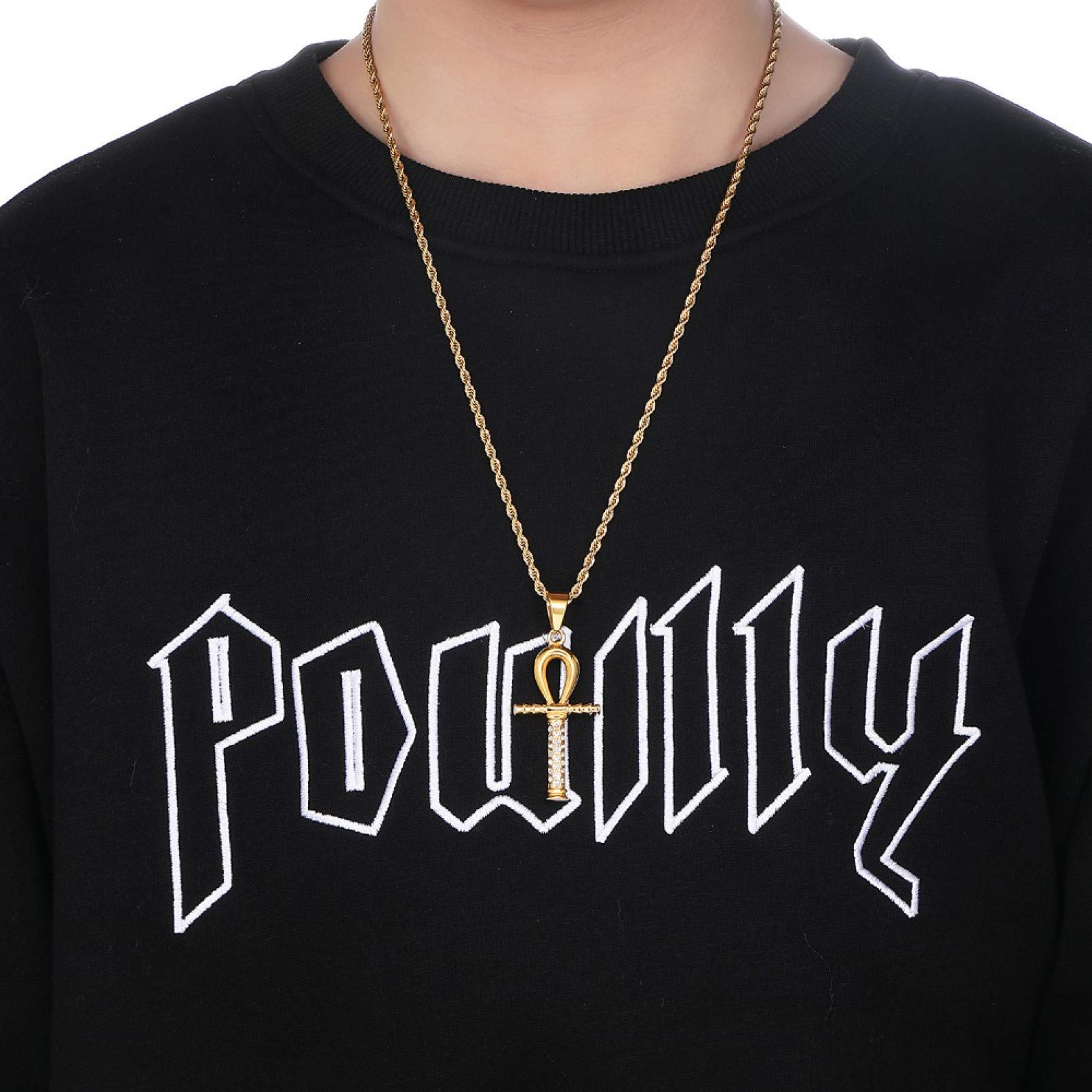 BAJIE Męski naszyjnik z wisiorkiem Iced Out Bling Cross Rhinestone męskie wisiorki i naszyjniki biżuteria klucz życia wisiorek łańcuszek naszyjnik