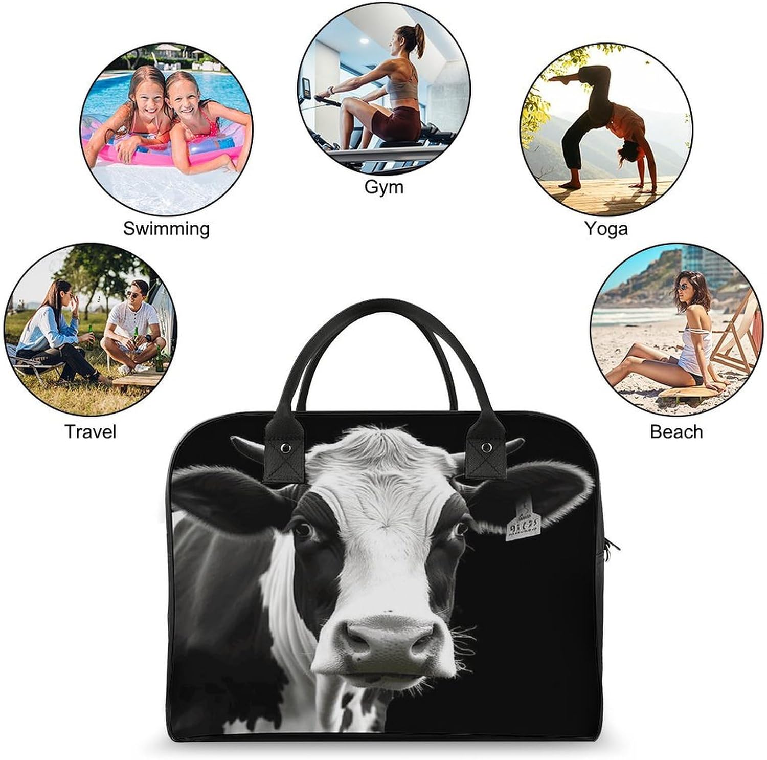 Animal Funny Cow Head Black White Laptop Bag for Women Office Travel Tote Bags Professional Work Bag Large Capacity Briefcase Business Handbag Purse Nylon Computer Bags image 4