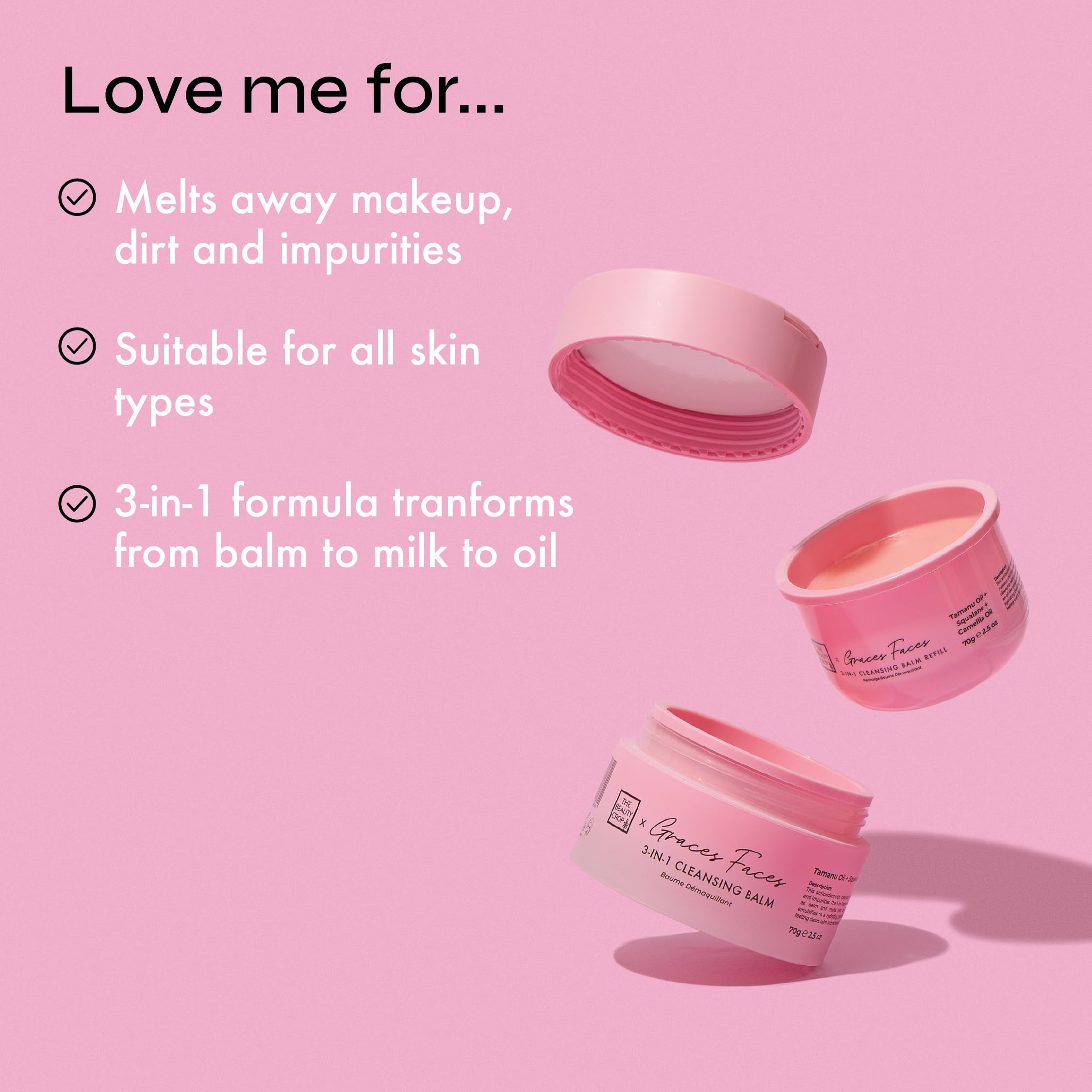 The Beauty Crop Graces Faces Refillable Cleansing Balm, Nourishing & Hydrating, All Night Hydration - Image 3