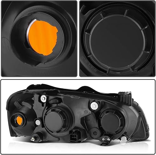 Miniatura 7 de ANPART Par de faros delanteros aptos para Hyundai Elantra 2004-2006, carcasa negra, reflector ámbar, lente transparente