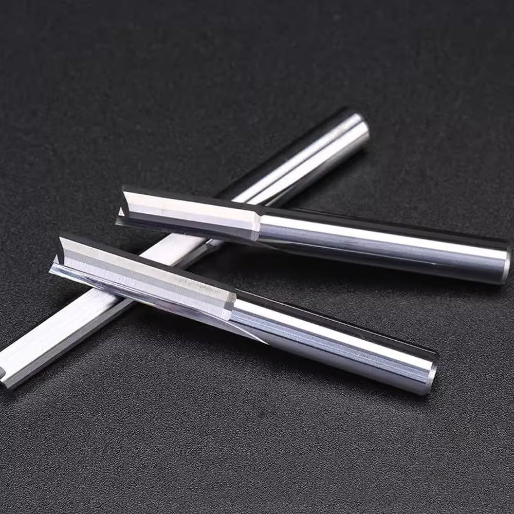 10 szt. Bit prosty z węglika spiekanego, zestaw końcówek do cięcia płaskiego do grawerowania i frezowania CNC - 3,175/4/5/6/8mm, dwa ostrza(6x42x70L)