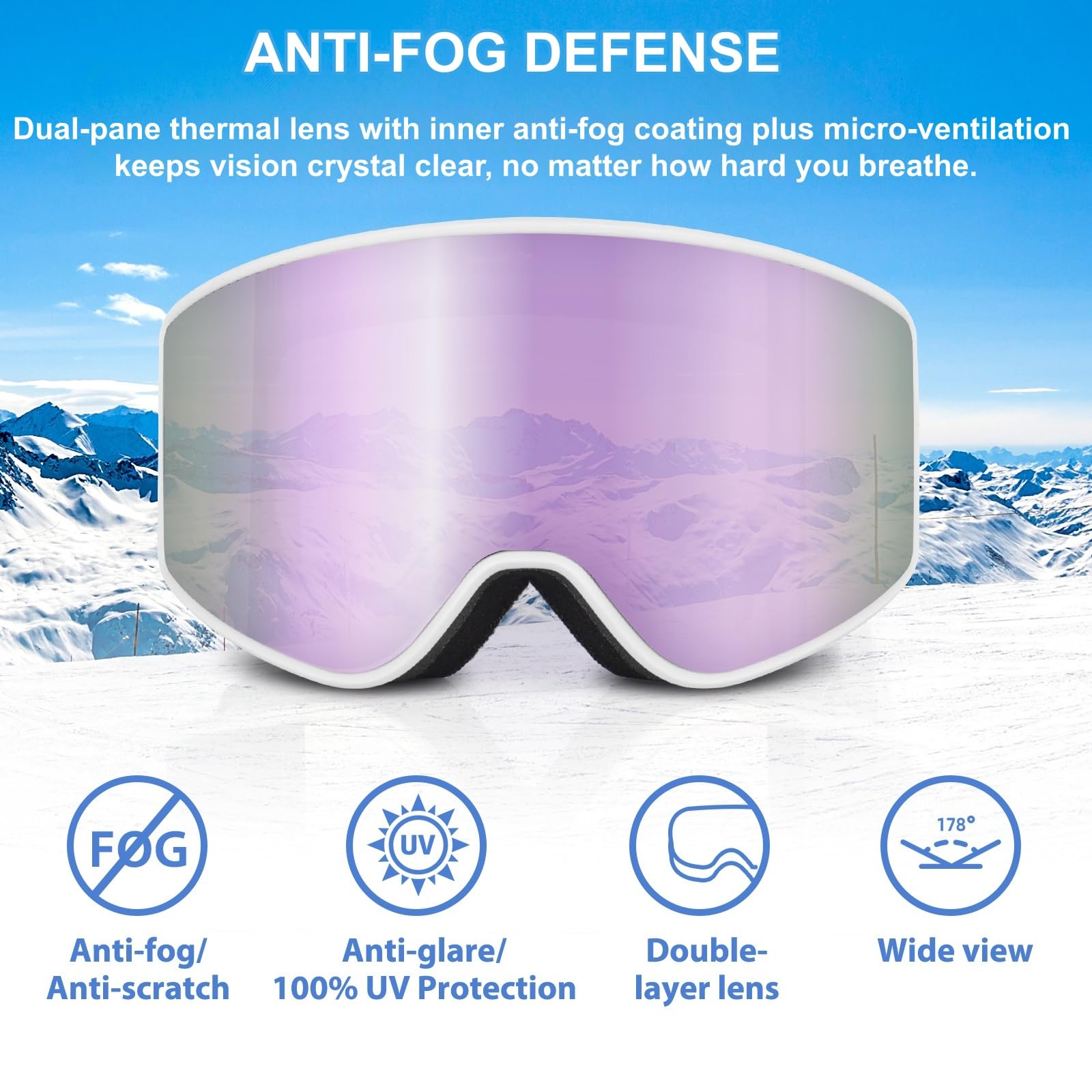 EXP VISION Gogle narciarskie Unisex, męskie, damskie Ski Goggles (1 w zestawie)