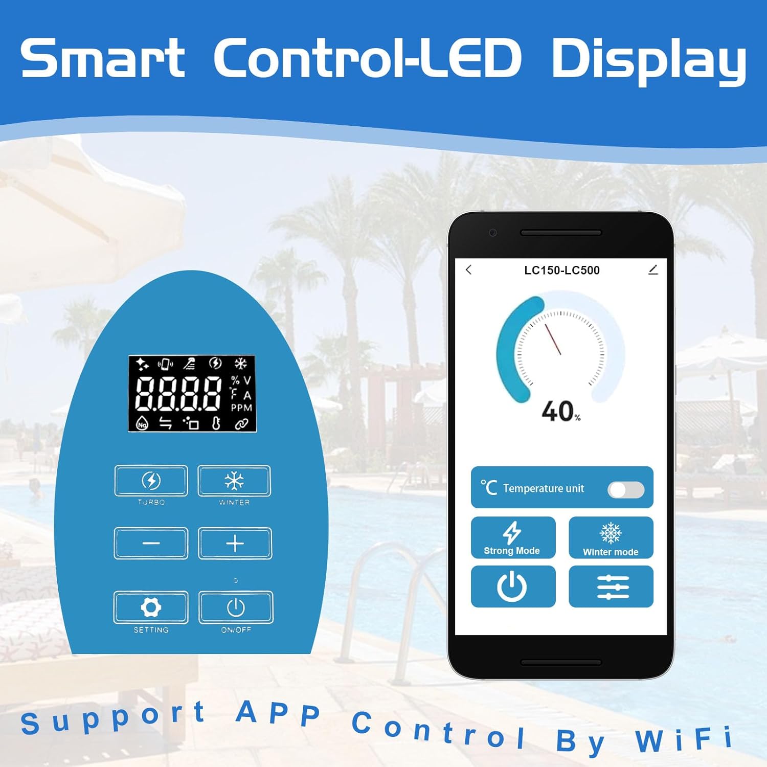 Salt Water Pool Chlorinator System - Upgrade Saltwater Chlorine Generator for Smart App Control Built-in Control,Easy to Install,Smart Digital Panel Plate,with Pools Up to 15,000 gallons