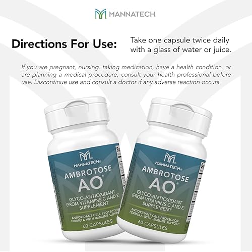 Miniatura 5 de Mannatech Ambrotose AO 60 cápsulas cargadas con vitamina C y vitamina E. Ayuda al cuerpo contra los radicales libres. Suplemento de apoyo