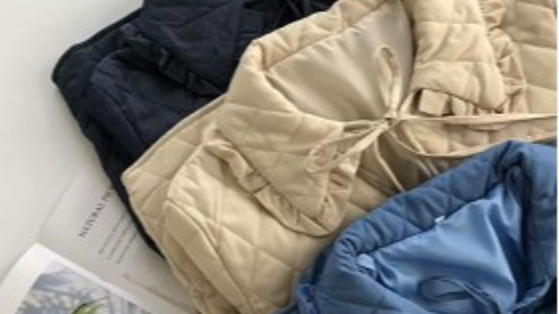 Wanzetaly Womens Casual Lightweight Quilted Jacket Bow Tie Front 