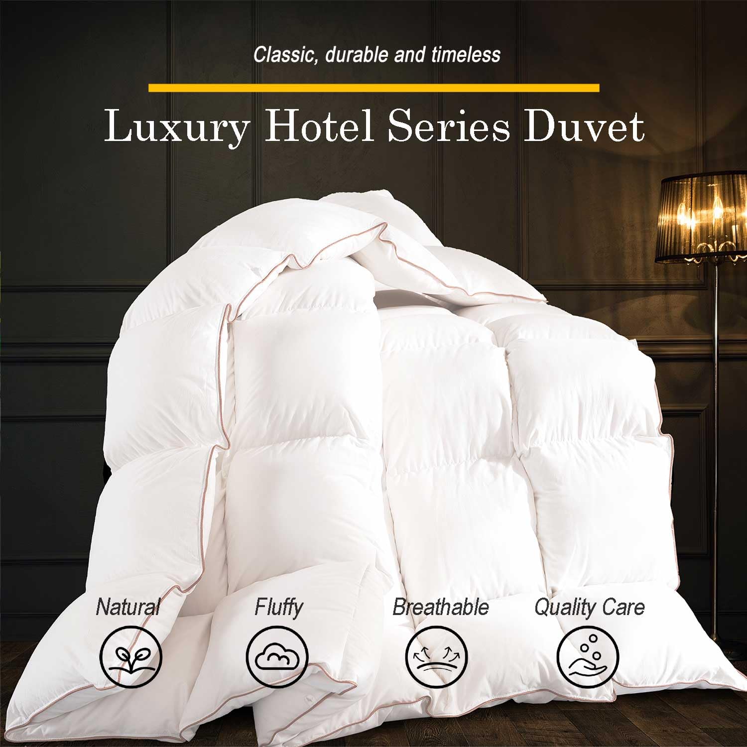 Piumone in piuma d'oca bianca per letto king size, ultra