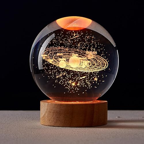 Miniatura 8 de Lámpara de bola de cristal de ajolote 3D, luz nocturna mejorada de bola de cristal de ajolote de 3.15 pulgadas con base de madera LED de 16 colores,