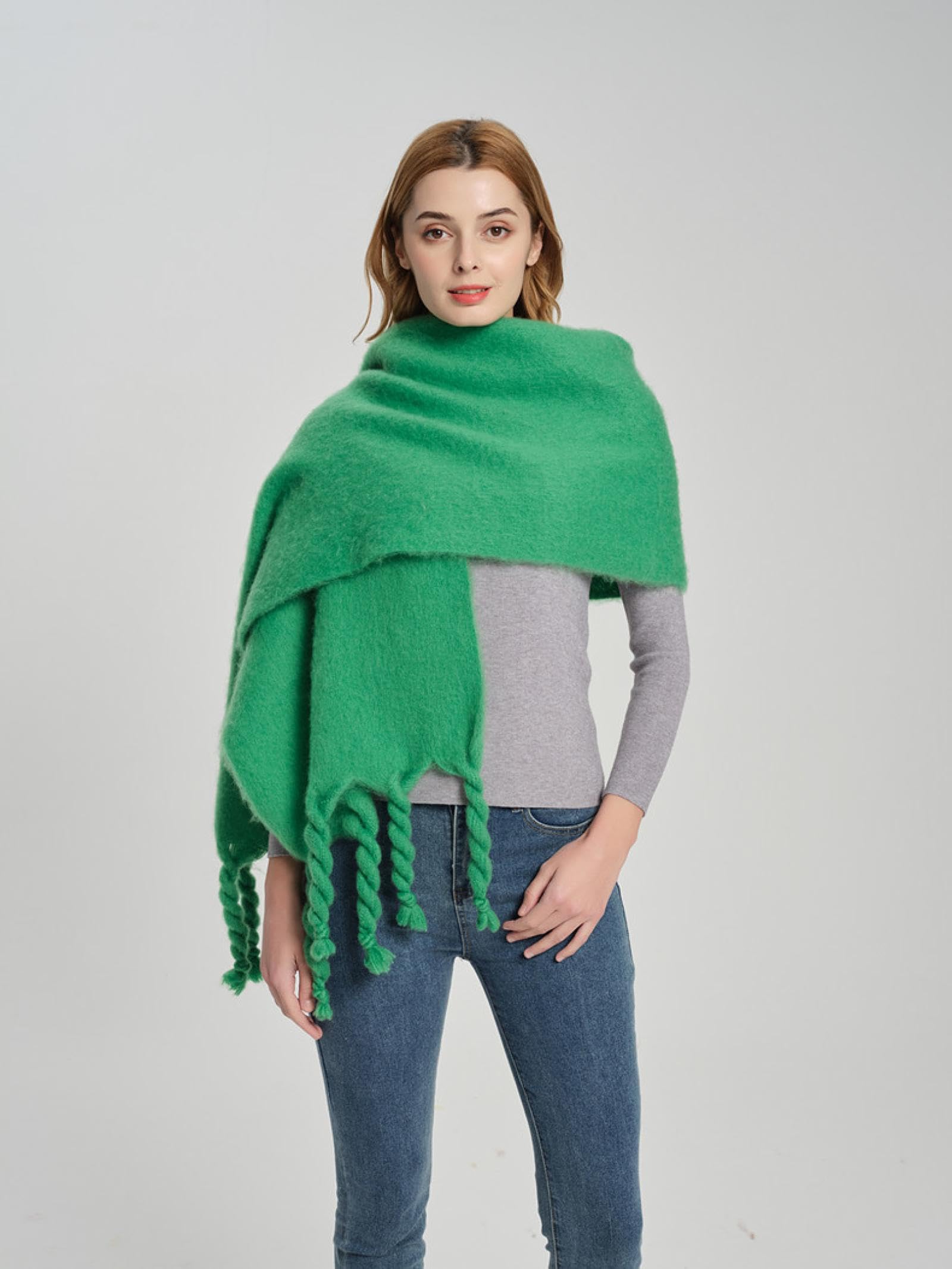 Schal Mütze Damen Halstuch Herren Schals Poncho Schal Herbst Winter Fransen Solid Schal 13