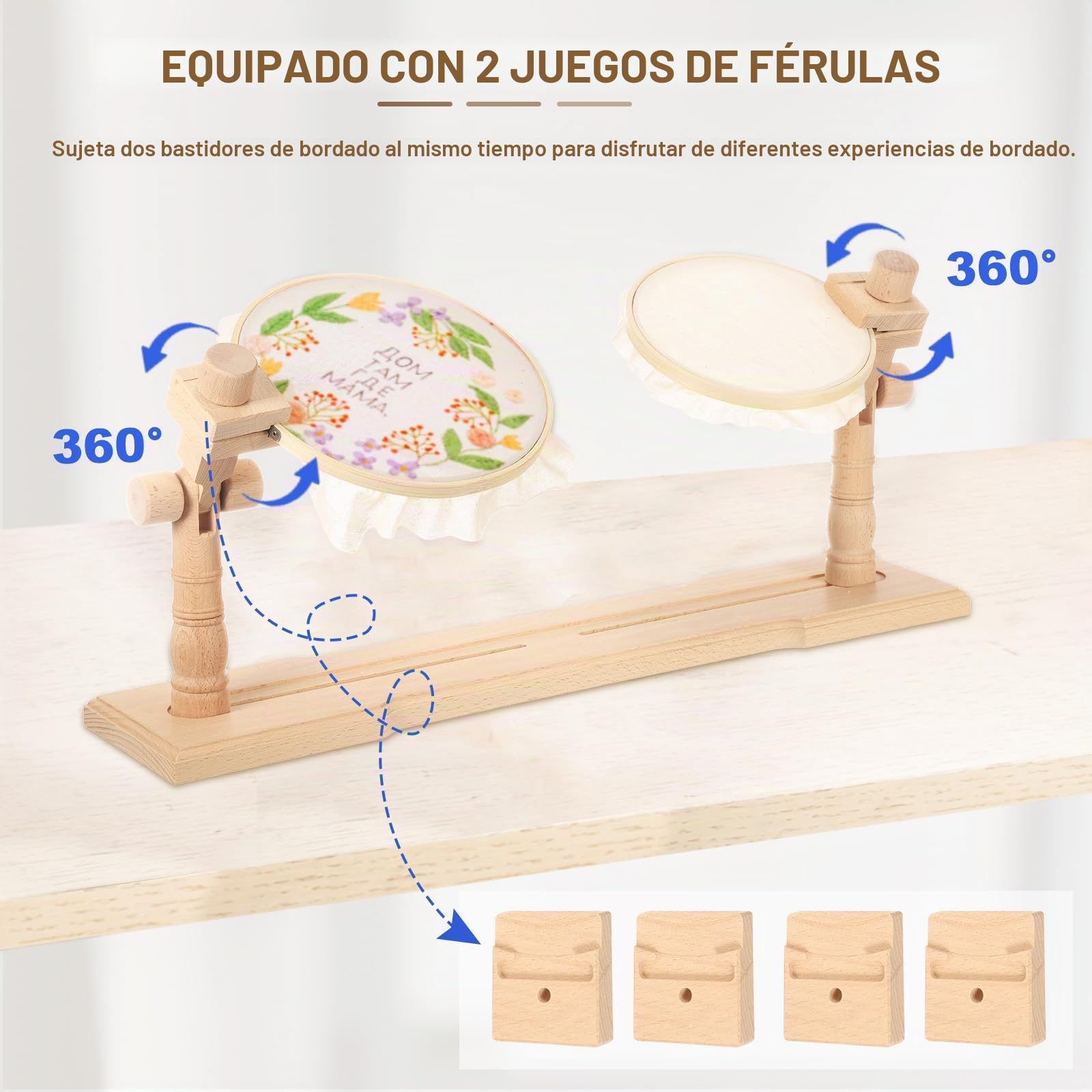PATIKIL Soporte Para Bastidor De Bordado Soporte Giratorio Ajustable | De Madera De Haya, Para Bordado A Punto De Cruz, Para Proyectos De Artesanía DIY, Costura Y Labores De Aguja, Estilo 2