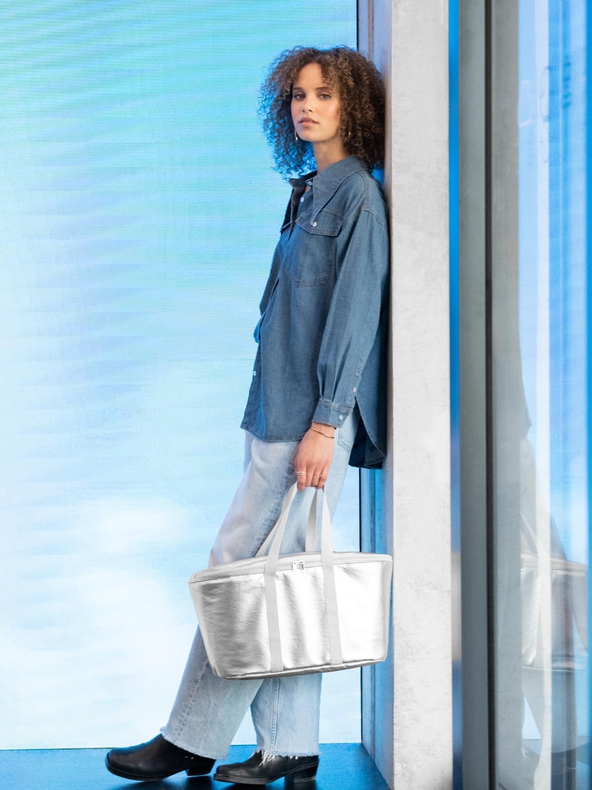 reisenthel coolerbag Sac isotherme en tissu polyester de qualité supérieure - Idéal pour le pique-nique, le shopping et les déplacements, Silver Crackle, Taille unique pour tous, Décontracté