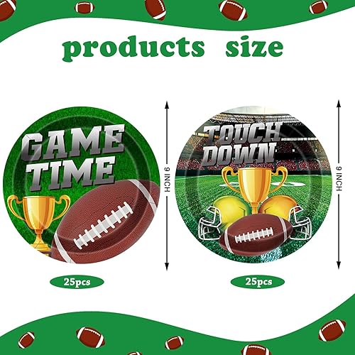 Miniatura 3 de Decoraciones para fiestas de fútbol, suministros para fiestas de fútbol, 50 unidades de platos de fútbol para fiesta de cumpleaños, decoración de