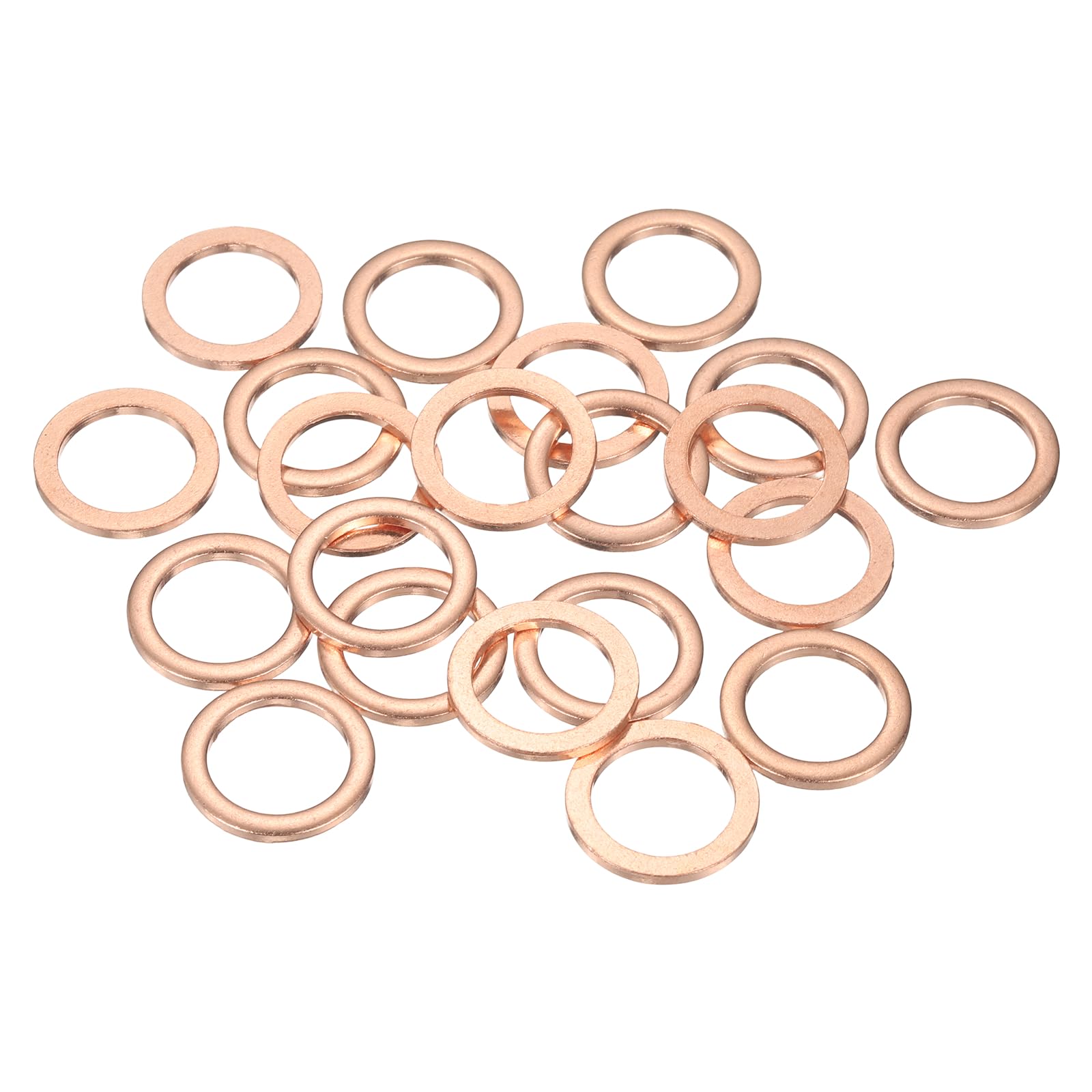 sourcing map 22 Pcs Flat Copper Washers, 16x22x2mm Copper Upgraded Flat Metric Sealing Crush Ring Washers for Hydraulic Fittings Screw Bolt Nut Electronic Repair