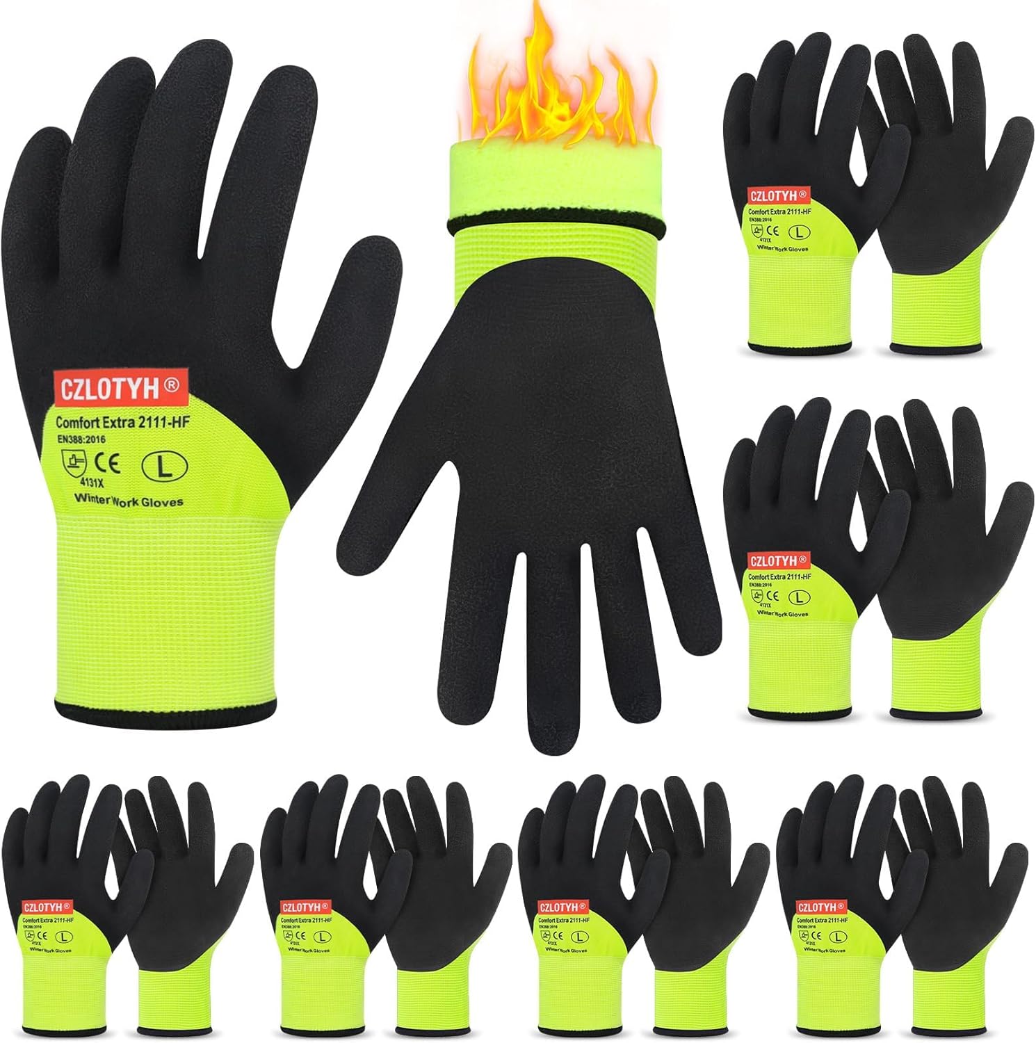 6 Pairs Winter Work Gloves for Men Women Waterproof Insulated Gloves Freezer Glove Thermal Winter Gloves
