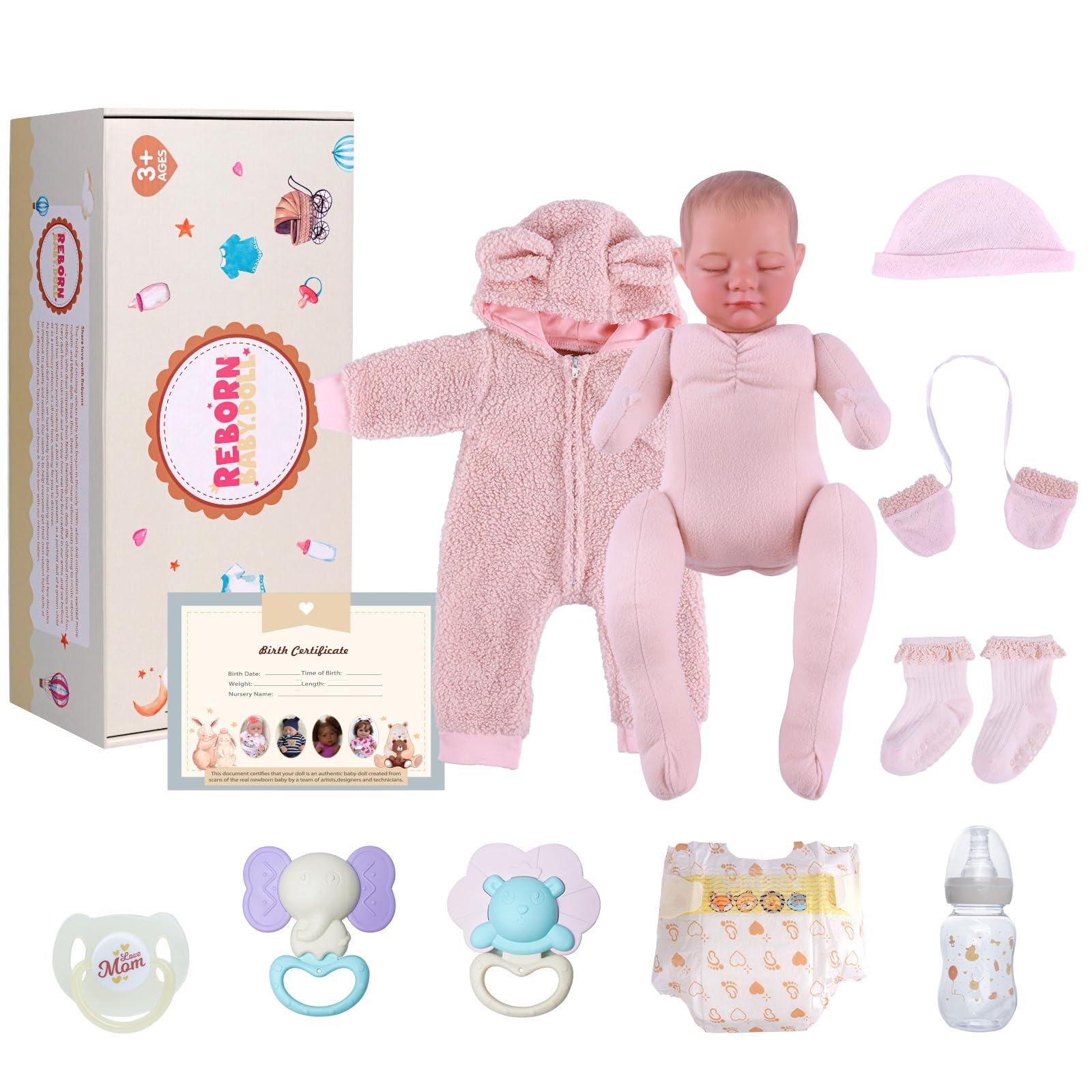 BABESIDE Poupée Reborn 20 Pouces Bébé Nouveau-né Endormi