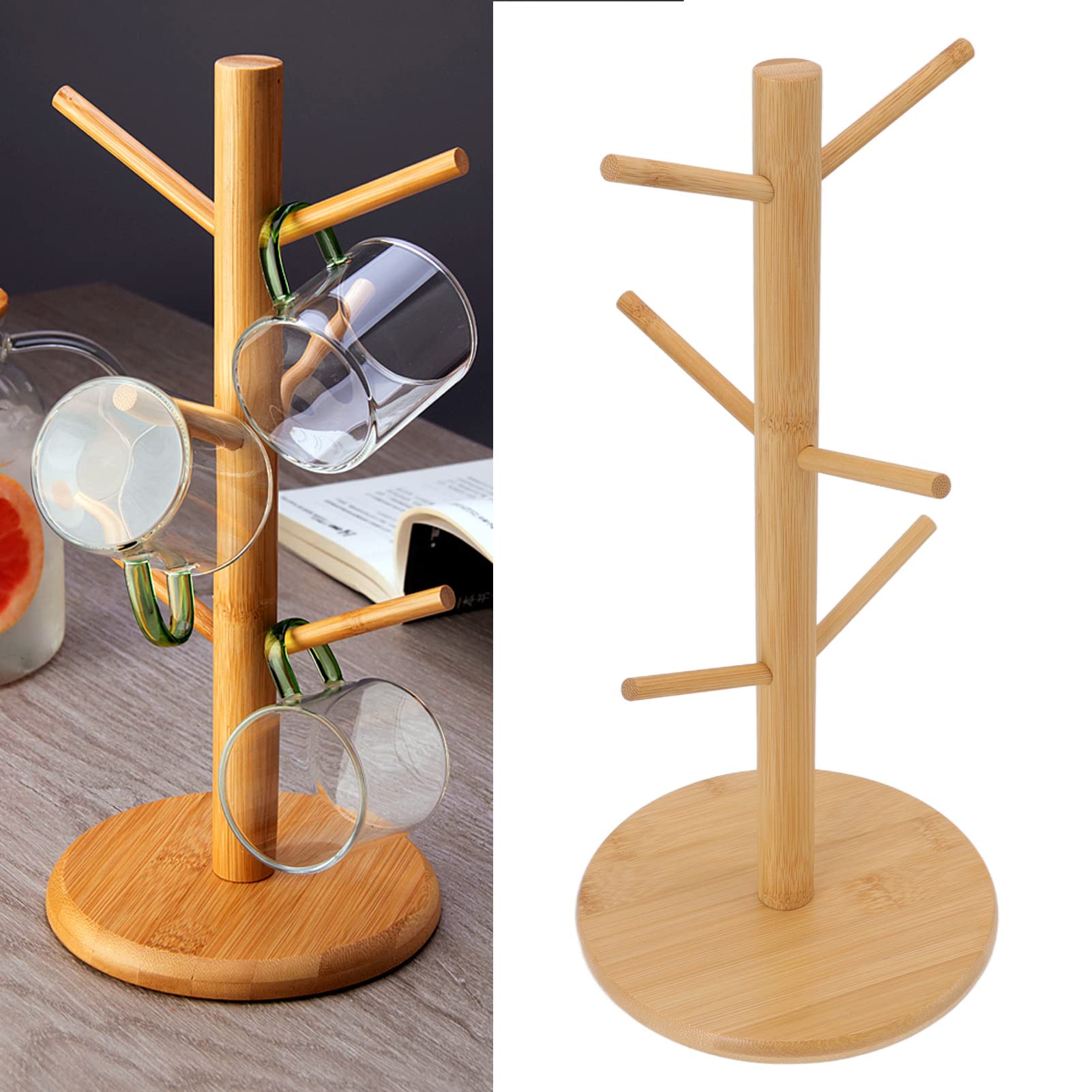 Surakey Portabicchieri A Forma Di Albero In Metallo Dorato - Porta Tazze Per Cucina, Supporto Per 6 Tazze Da Caffè O Tè, Stendino E Espositore