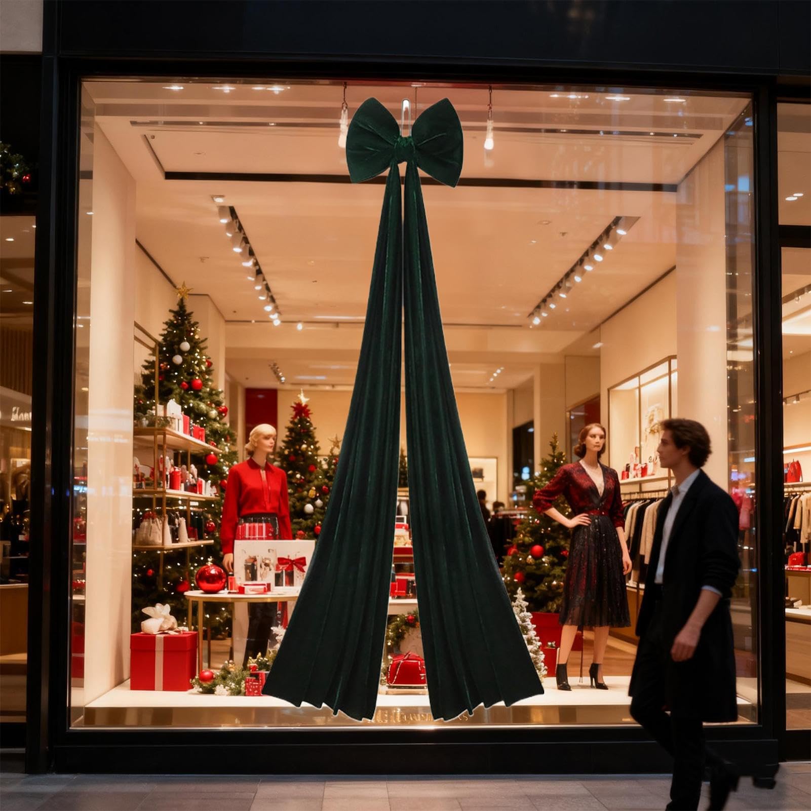 Lazo para Corona de Árbol de Navidad Extra | 2.0 m Decoración Estacional,Lazo De Terciopelo para Árbol Navideño Rústico - para Hogar Pared Chimenea Porche Oficina Fiesta Boda
