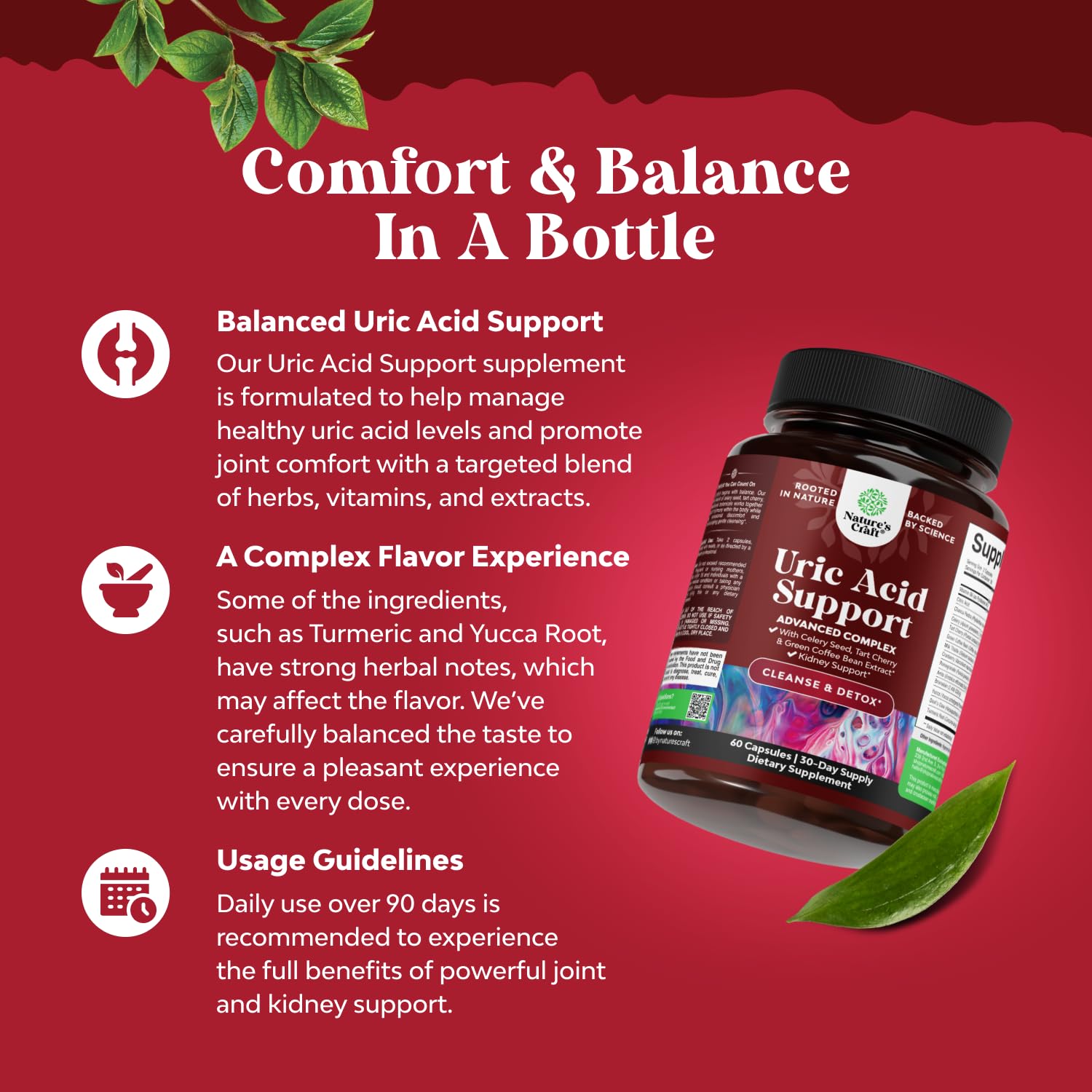 Uric Acid Cleanse Support with Green Coffee Beans Extract - 60 Capsules — Amazon image 3