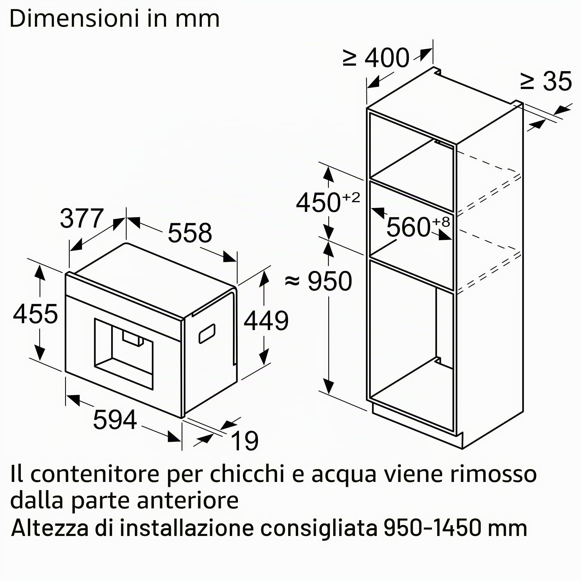 Siemens CT718L1W0 iQ700 - Macchina da caffè intelligente da incasso, 59,4 cm, autoMilk Clean - pulizia automatica a vapore del sistema lattiero-caseario, ceramDrive - macinino in ceramica senza usura
