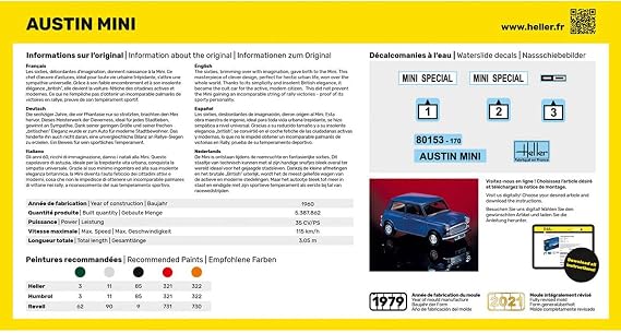 Heller Austin Mini Rallye Car Model Building Kit