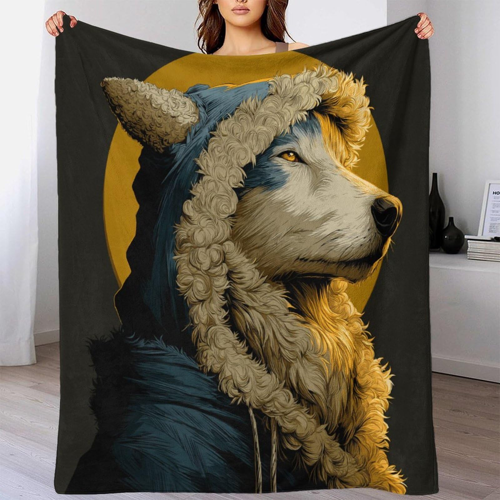Wolf Ropa Cama Para Adolescente Estampada Manta De Felpa Cómoda Y Suave Y Esponjosa Adecuada Para Sofá Cama Sofá 80x90inch(200x230cm)