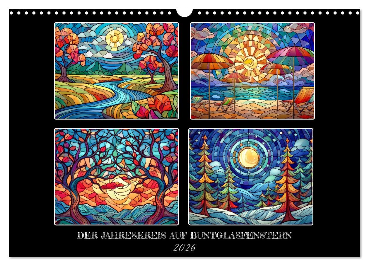 The annual cycle on stained glass windows UK-Version (Wall Calendar 2026 DIN A3 Landscape), CALVENDO 12 Month Wall Calendar โ image 1