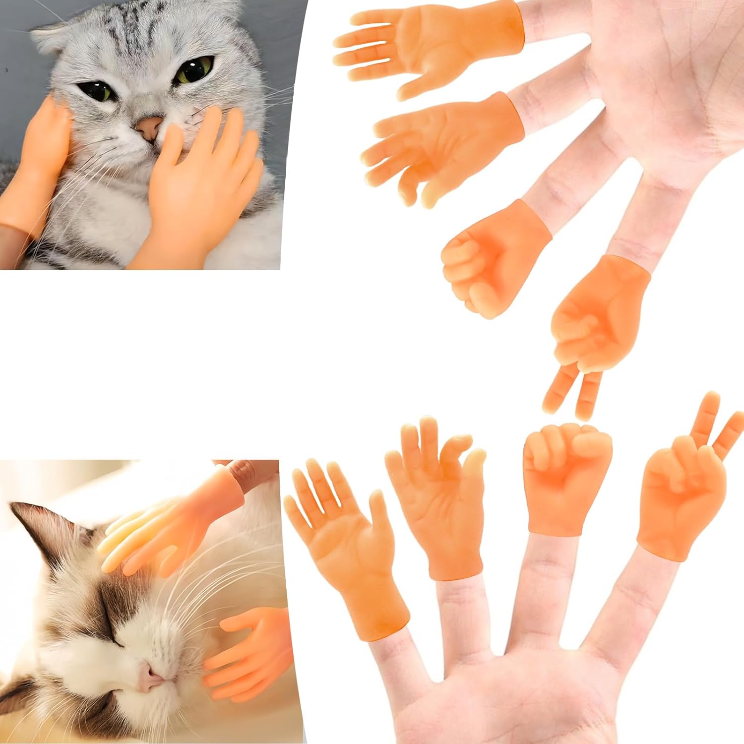 Small Hand 10PCS Mini Hands for Fingers Rubber Hands Mini Human Hands Rubber Hands Miniature Finger Puppets Tiny Finger Hands Tiny Paws Tiny Hand Glove for Cat Massage Funny Puppet Show Gag