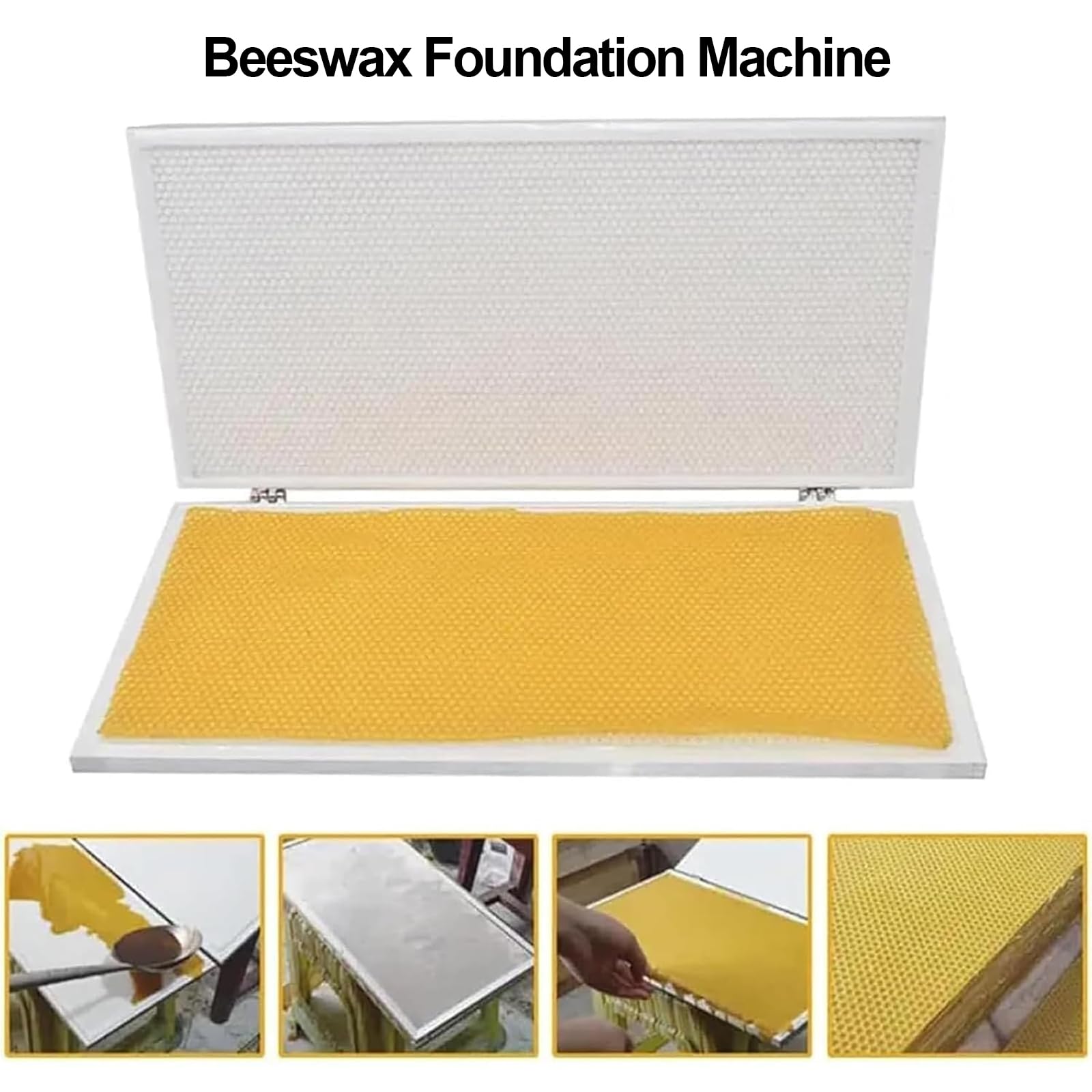Maszyna do podkładu z wosku pszczelego, silikonowe narzędzie do podkładu grzebieniowego z metalową płytą tylną, 41,5 x 19,5 cm, komora 5,35 mm, materiały pszczelarskie do gospodarstwa