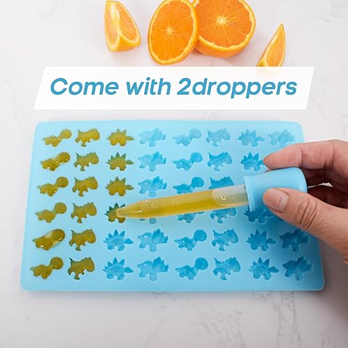 Miniatura 4 de Moldes de silicona para ositos de gomitas, 5 moldes antiadherentes para dulces de chocolate con 2 goteros, incluyendo mini dinosaurio, forma de oso