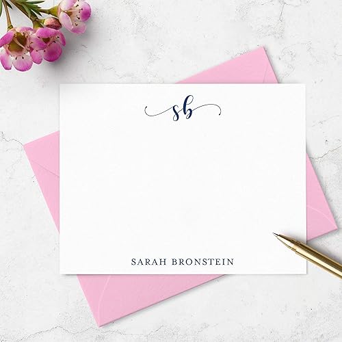 Miniatura 3 de Personalized Stationary Note Cards and Envelopes Monogrammed with Name, Custom Set of Flat Notecard Stationery in Choice of Colors  Fairmont & Grove