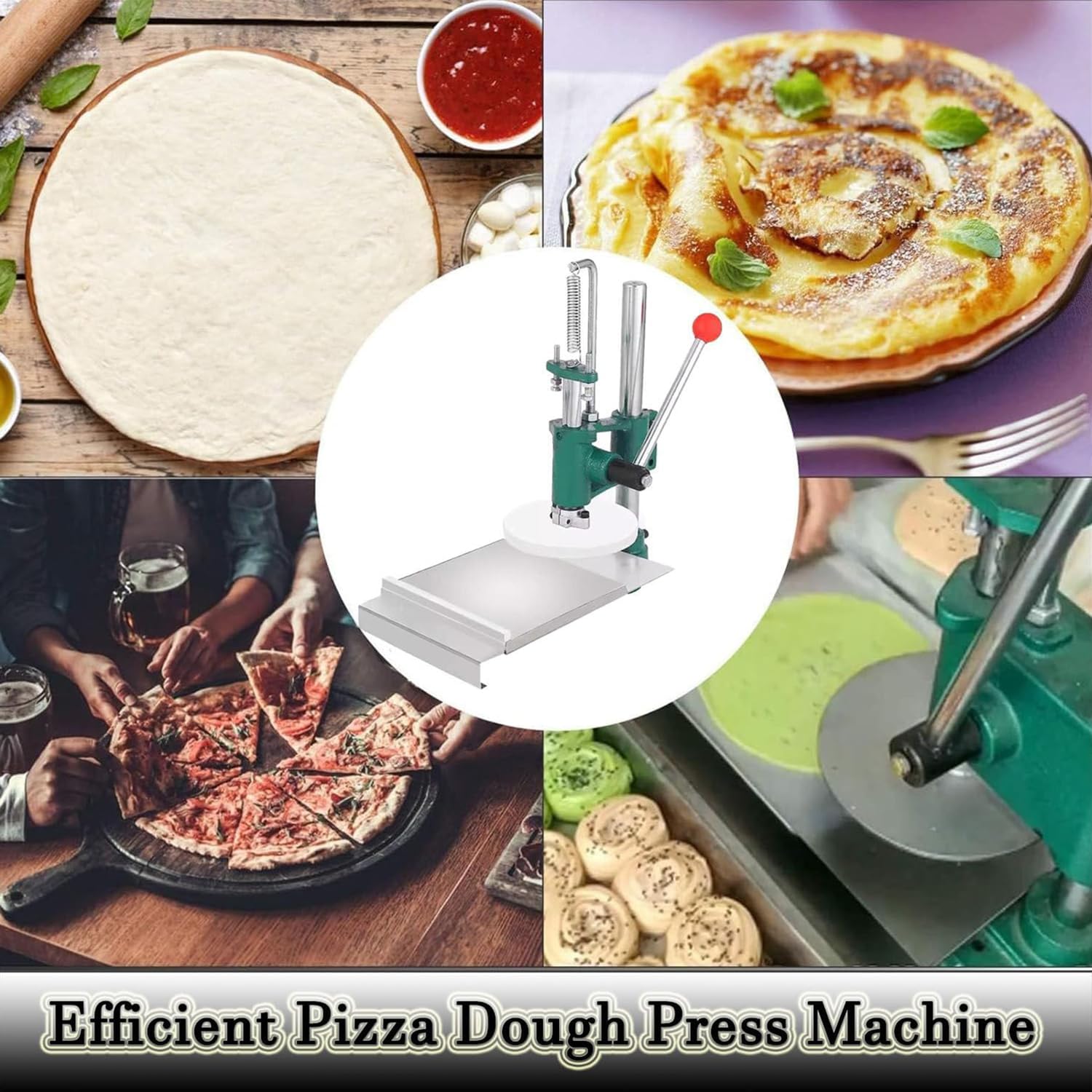 Pressa per Pizza in Acciaio Inox, Pressa Manuale per Impasto per Pizza Domestica, Pressa per Tortilla Commerciale, per Pizzerie da Cucina Domestiche,16 Model,13cm