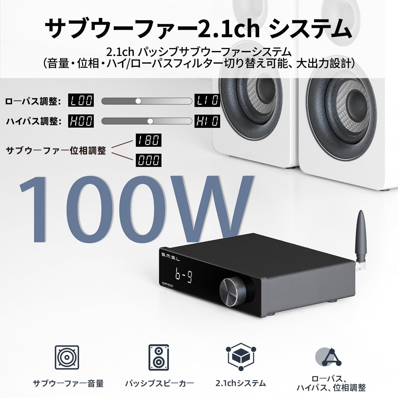 Amazon.co.jp: SMSL DA100 Amplifier BT Small Power Amplifier with 2