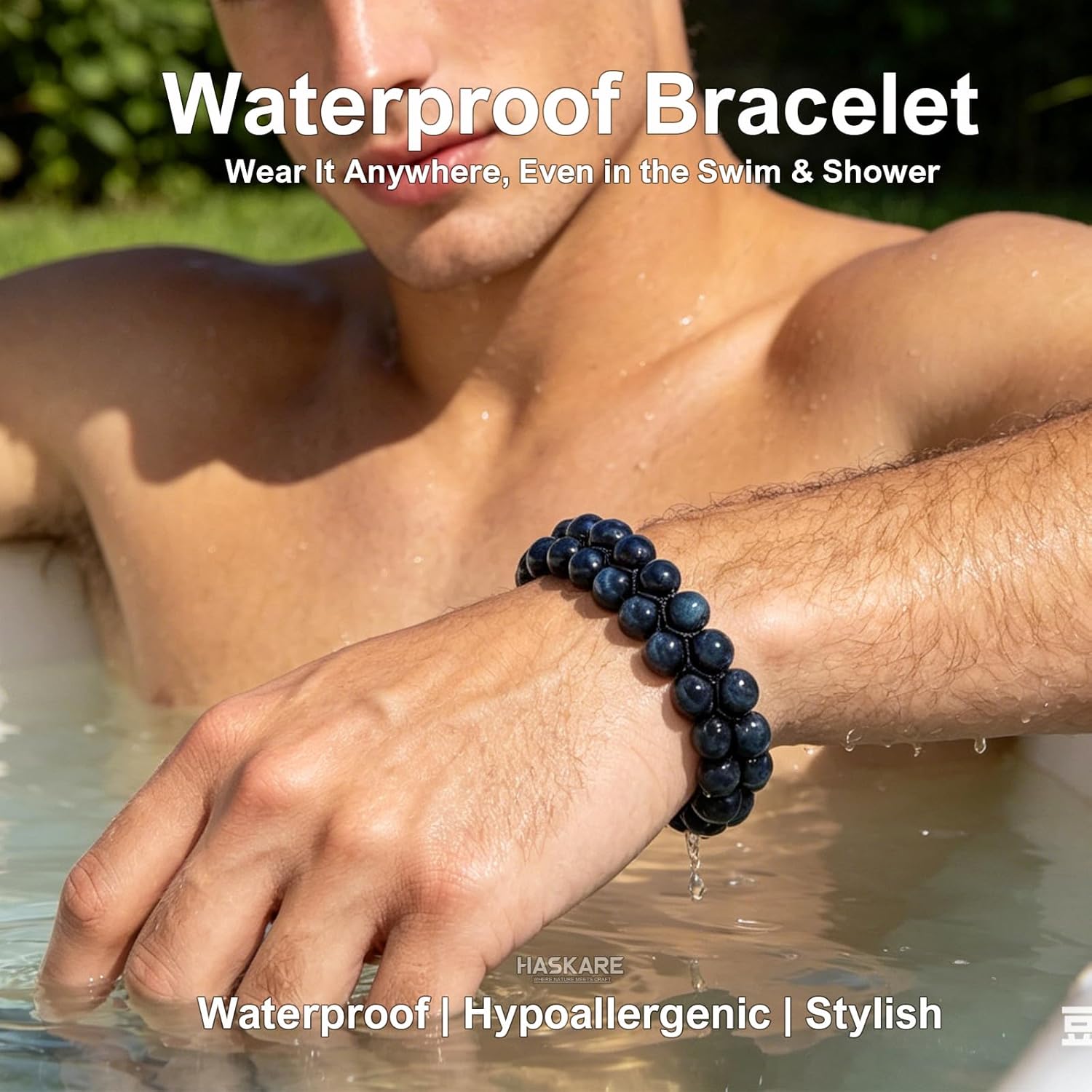 Natural Stone Beds Bracelets for Men - Double-strand Premium Crystal Tourmaline Tiger Eye Beaded Bracelet with Durable Clasp Adjustable, Strength Grounding Energy Jewelry for Stress Relief Balance Protection