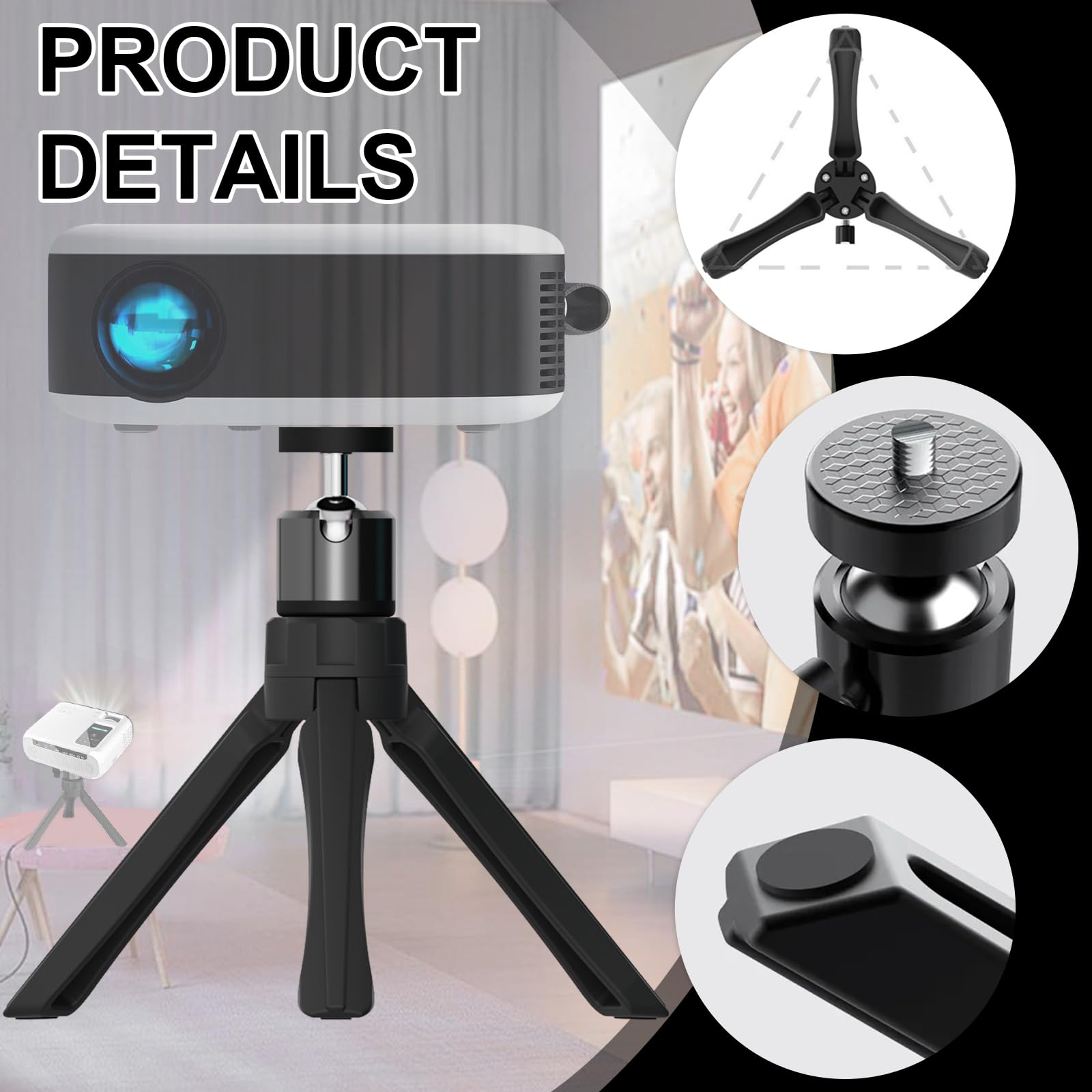 Mini Trépied Table Pour Projecteur Et Smartphone - Support Réglable 360° Avec Rotule - Hauteur 20cm