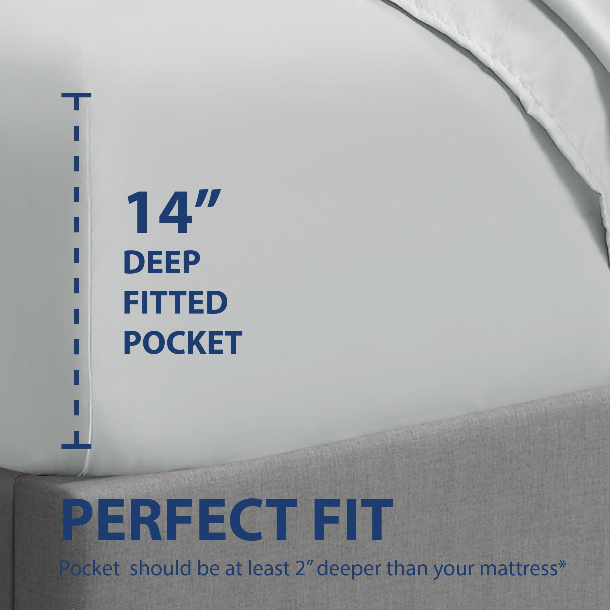 Cathay Home Luxury Wrinkle and Fade Resistant Double Brushed Ultra Soft Microfiber 14-Inch Standard Pocket Single Fitted Sheet - Image 3