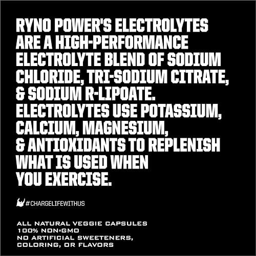 Miniatura 5 de Ryno Power Cápsulas de suplemento de electrolitos (50 porciones)