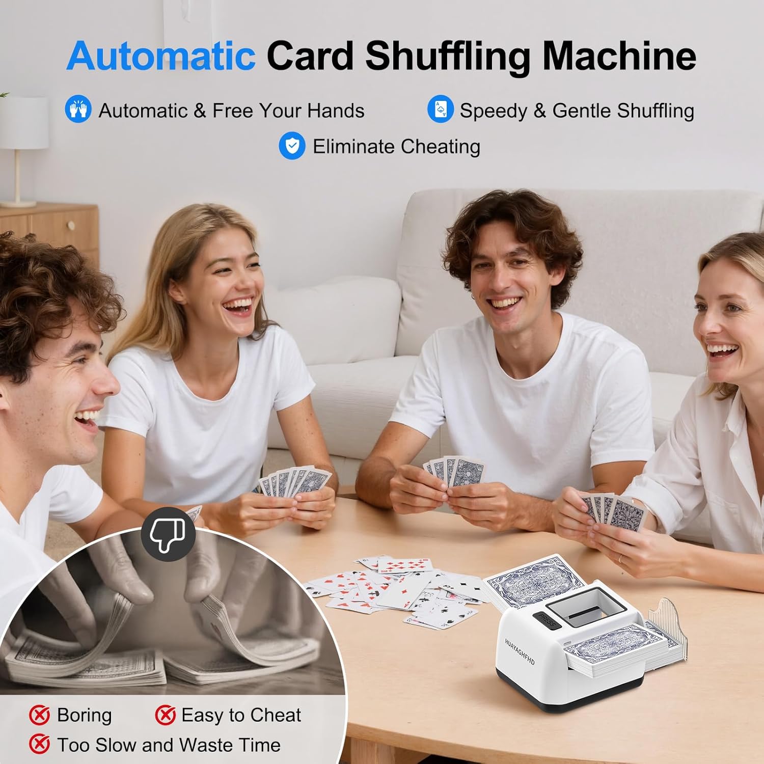 Automatic Card Shuffler|1-2 Deck Electric Card Shuffle Machine|Portable Rechargeable (2000mah)|for Poker, Uno, Blackjack, Skip-Bo, Phase 10 More Playing Shuffler for Home Game,Travel