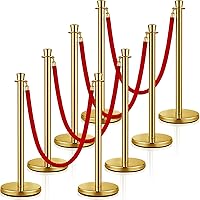 Vista 9 de Wesiti 4 piezas de cola de poste de acero inoxidable, cuerda de terciopelo rojo de 5 pies, cuerdas y postes de alfombra roja, puntales y cuerdas