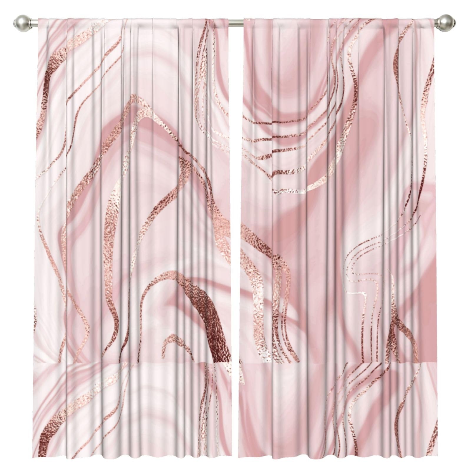 InOmak Pink Marble Abstract, 2 Panels Window Curtains 52 x 84 Inch Blackout Curtains for Living Room Bedroom