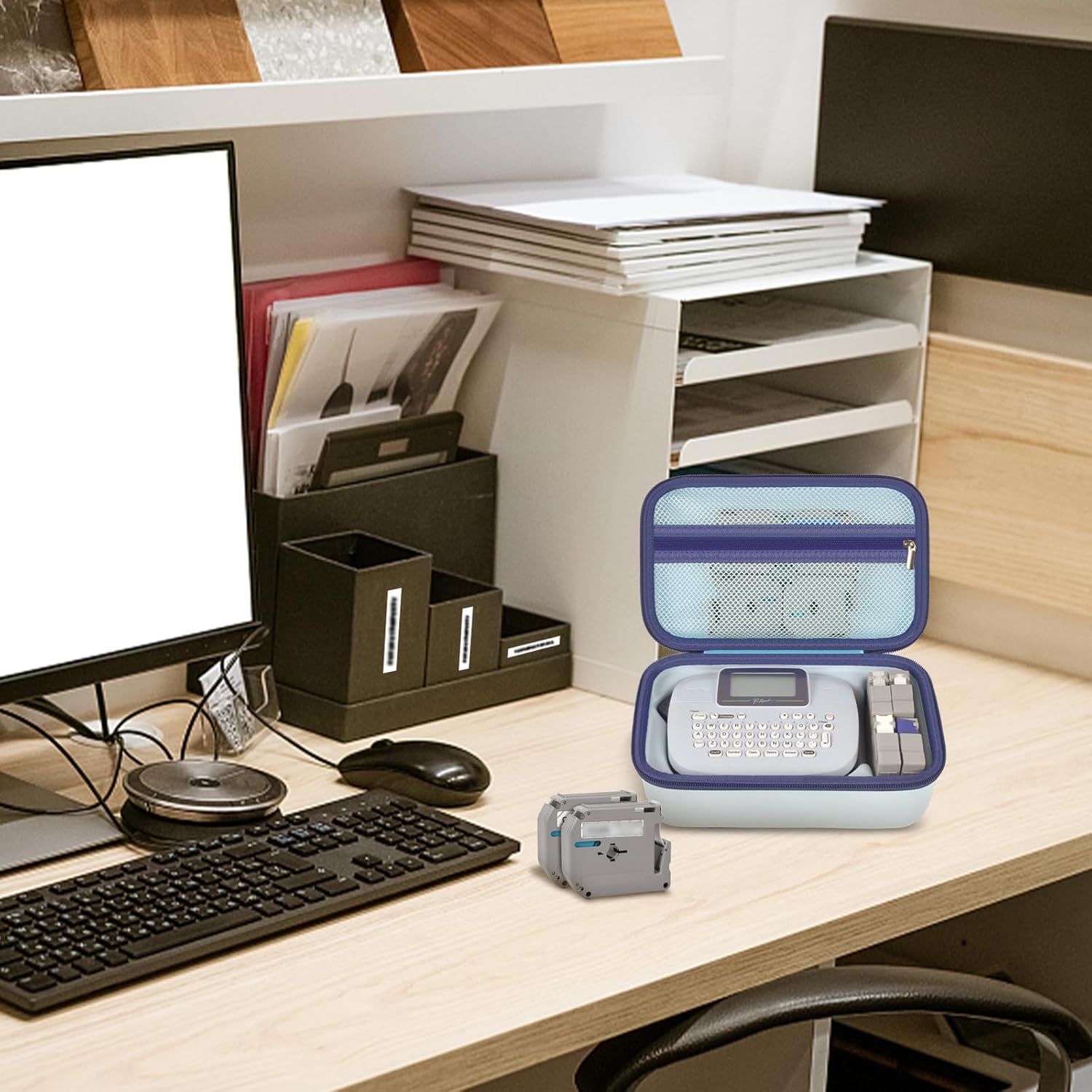 Case Compatible with Brother for P-Touch PTM95/ PT90/ PT45M Handy Label Maker, Storage Holder Carrying Organizer Bag for Label Tapes, AC Adapter, Charging Cables, Batteries, Accessories (Box Only) - Image 6