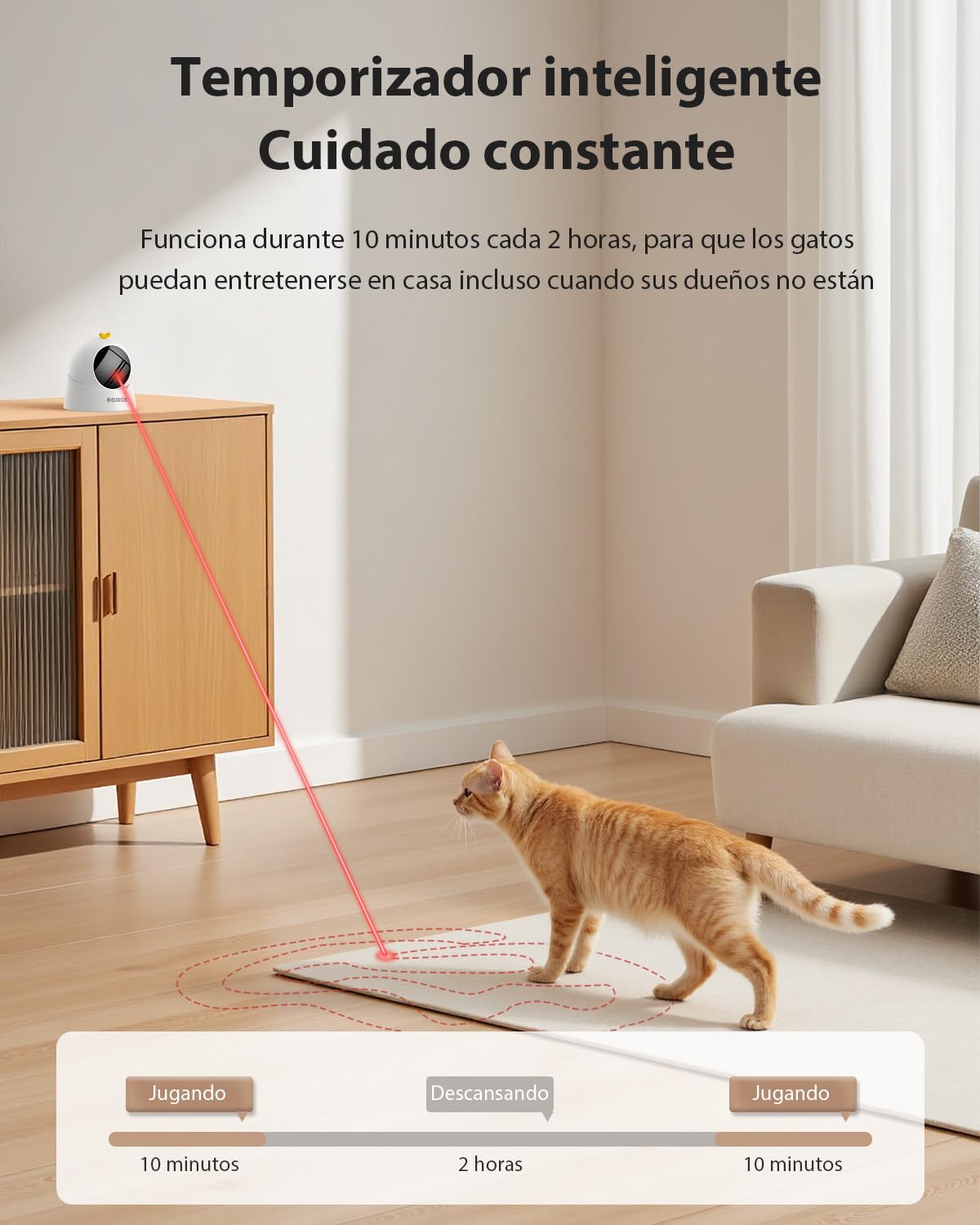 Juguete interactivo para gatos, automático y recargable con batería de 1000 mAh, base magnética de 360°, modo de suspensión automática y 3 modos de velocidad. Ideal para gatos de interior y gatitos