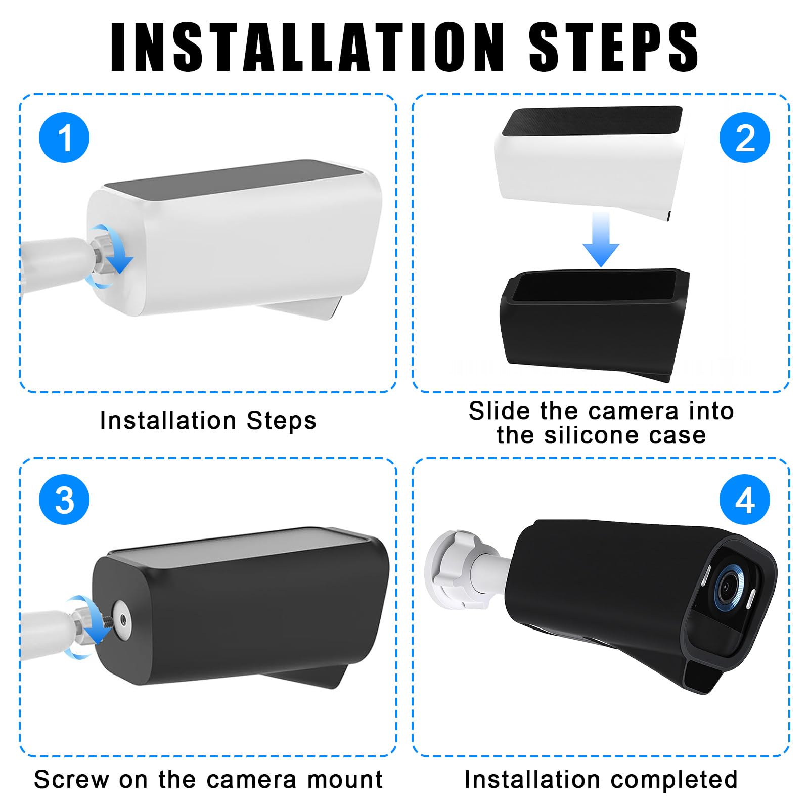 2 unidades de fundas protectoras para Eufycam S3 Pro, soporte para canalón con funda de silicona impermeable a prueba de polvo para cámara de seguridad Eufy Security, color negro