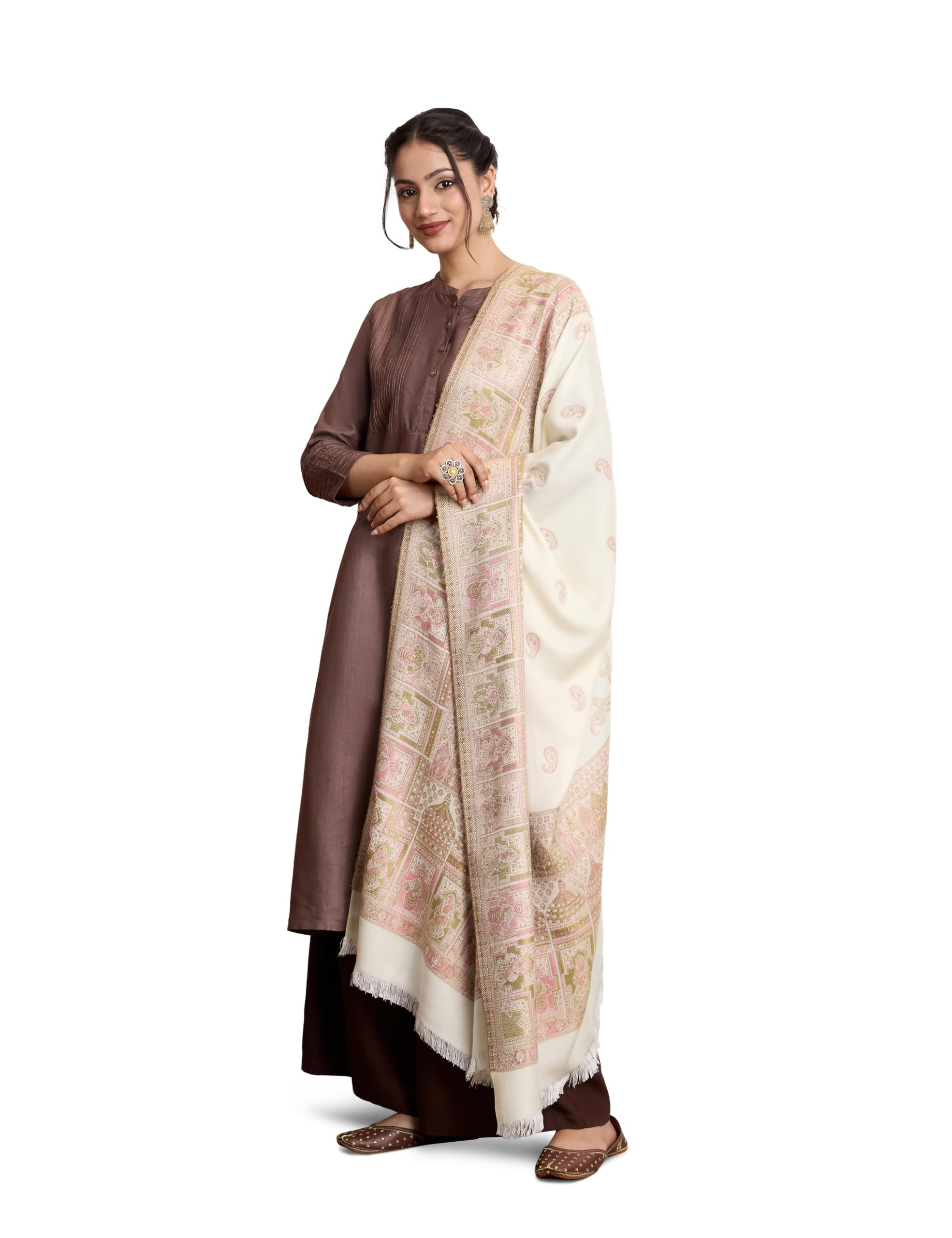 amazon brand - myx Women Premium Kashmiri Jacquard Shawl | All-Over Paisley Motifs | Tassel Fringes | Winter Ethnic Wrap (Size: 102 X 208 CM)-picture-18