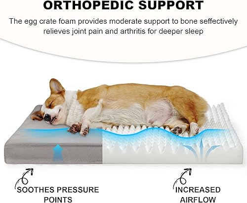 Miniatura 2 de Camas indestructibles para perros grandes, cama ortopédica de espuma viscoelástica para mascotas con tela Oxford, cama impermeable para perros al