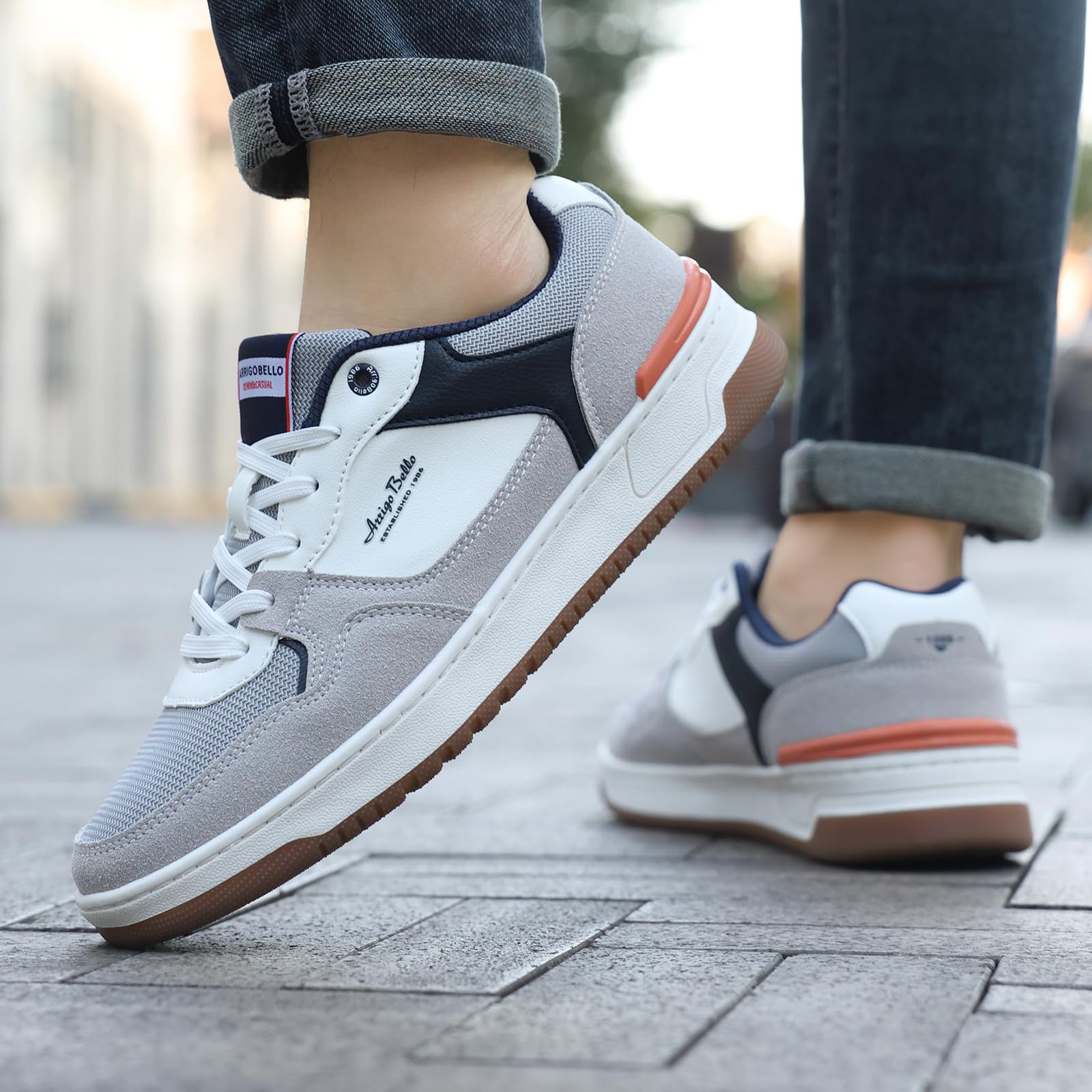 ARRIGOBELLO Freizeitschuhe Herren Schuhe Kunstleder Sneaker Bequem Sportschuhe Reißverschlüsse Walkingschuhe Leichtgewicht Arbeitsschuhe EU41-46