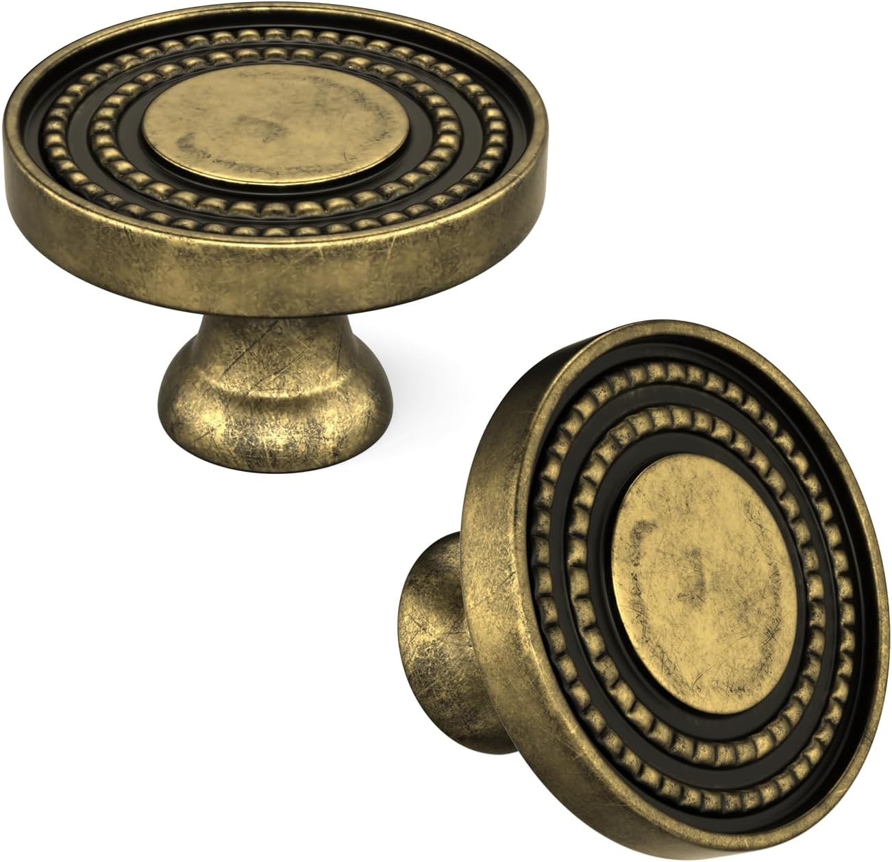 Leulan Zinc Kitchen Cabinet Knobs Vintage Brass Round Drawer Knobs For